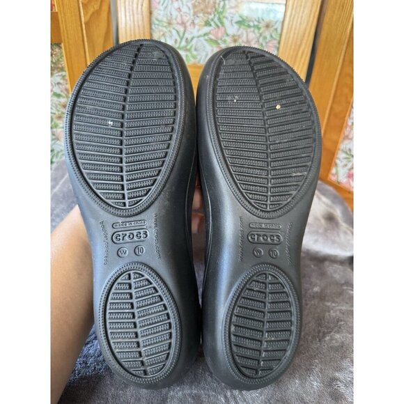 CROCS Classic Kadee Solid Black Ballet Flats Slip On Shoes Sandals Womens Sz 10 - Picture 7 of 8
